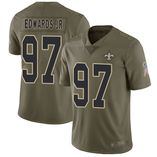 Men New Orleans Saints Limited Olive Mario Edwards Jr Jersey NFL Football #97 2017 Salute to Service Jersey->new orleans saints->NFL Jersey